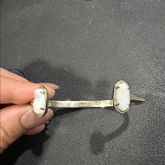 Kendra Scott Chic Silver Open Cuff with White Accents - Picture 3 of 3